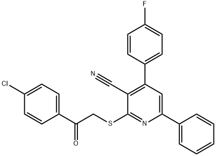 2-{[2-(4-chlorophenyl)-2-oxoethyl]sulfanyl}-4-(4-fluorophenyl)-6-phenylnicotinonitrile Structure