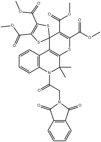 tetramethyl 5',5'-dimethyl-6'-[(1,3-dioxo-1,3-dihydro-2H-isoindol-2-yl)acetyl]-5',6'-dihydrospiro(1,3-dithiole-2,1'-[1'H]-thiopyrano[2,3-c]quinoline)-2',3',4,5-tetracarboxylate 구조식 이미지