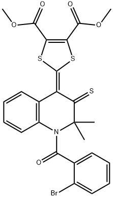 dimethyl 2-(1-(2-bromobenzoyl)-2,2-dimethyl-3-thioxo-2,3-dihydro-4(1H)-quinolinylidene)-1,3-dithiole-4,5-dicarboxylate 구조식 이미지