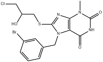 7-(3-bromobenzyl)-8-[(3-chloro-2-hydroxypropyl)sulfanyl]-3-methyl-3,7-dihydro-1H-purine-2,6-dione Structure