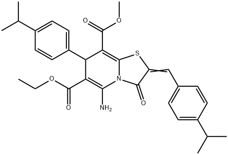 6-ethyl 8-methyl 5-amino-2-(4-isopropylbenzylidene)-7-(4-isopropylphenyl)-3-oxo-2,3-dihydro-7H-[1,3]thiazolo[3,2-a]pyridine-6,8-dicarboxylate 구조식 이미지