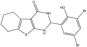 2-(3,5-dibromo-2-hydroxyphenyl)-2,3,5,6,7,8-hexahydro[1]benzothieno[2,3-d]pyrimidin-4(1H)-one Structure