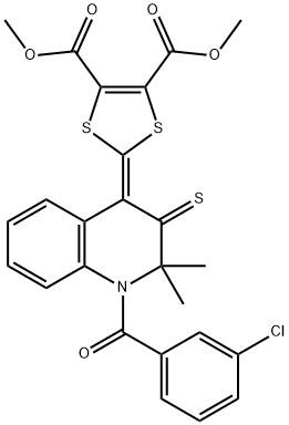 dimethyl 2-(1-(3-chlorobenzoyl)-2,2-dimethyl-3-thioxo-2,3-dihydro-4(1H)-quinolinylidene)-1,3-dithiole-4,5-dicarboxylate 구조식 이미지