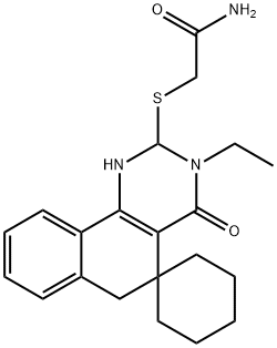 2-{[3-ethyl-4-oxo-3,4,5,6-tetrahydrospiro(benzo[h]quinazoline-5,1'-cyclohexane)-2-yl]sulfanyl}acetamide Structure