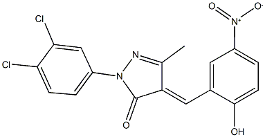 2-(3,4-dichlorophenyl)-4-{2-hydroxy-5-nitrobenzylidene}-5-methyl-2,4-dihydro-3H-pyrazol-3-one Structure