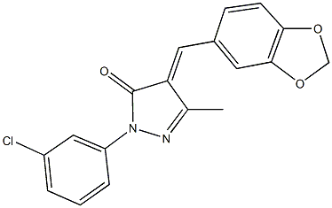 4-(1,3-benzodioxol-5-ylmethylene)-2-(3-chlorophenyl)-5-methyl-2,4-dihydro-3H-pyrazol-3-one Structure