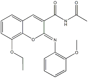 N-acetyl-8-ethoxy-2-[(2-methoxyphenyl)imino]-2H-chromene-3-carboxamide Structure