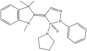 1,3,3-trimethyl-2-[2-phenyl-3-(1-pyrrolidinyl)-3-sulfido-2,3-dihydro-4H-1,2,3-diazaphosphol-4-ylidene]indoline Structure