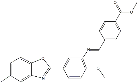 methyl 4-({[2-methoxy-5-(5-methyl-1,3-benzoxazol-2-yl)phenyl]imino}methyl)benzoate 구조식 이미지