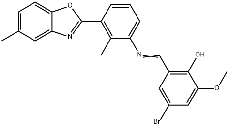 4-bromo-2-methoxy-6-({[2-methyl-3-(5-methyl-1,3-benzoxazol-2-yl)phenyl]imino}methyl)phenol 구조식 이미지
