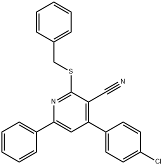 2-(benzylsulfanyl)-4-(4-chlorophenyl)-6-phenylnicotinonitrile 구조식 이미지