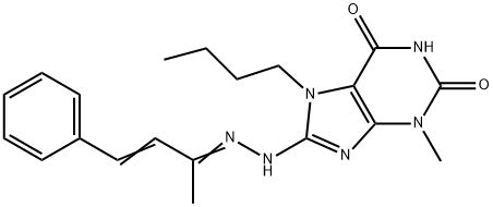 7-butyl-3-methyl-8-[2-(1-methyl-3-phenyl-2-propenylidene)hydrazino]-3,7-dihydro-1H-purine-2,6-dione 구조식 이미지