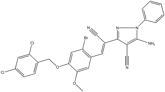 5-amino-3-(2-{2-bromo-4-[(2,4-dichlorobenzyl)oxy]-5-methoxyphenyl}-1-cyanovinyl)-1-phenyl-1H-pyrazole-4-carbonitrile Structure