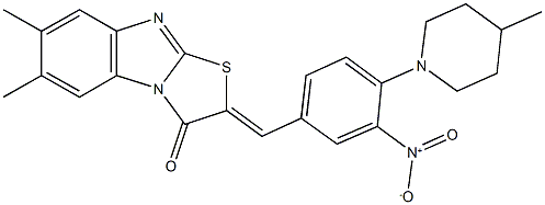 2-[3-nitro-4-(4-methyl-1-piperidinyl)benzylidene]-6,7-dimethyl[1,3]thiazolo[3,2-a]benzimidazol-3(2H)-one Structure