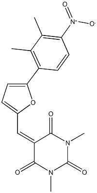 5-[(5-{4-nitro-2,3-dimethylphenyl}-2-furyl)methylene]-1,3-dimethyl-2,4,6(1H,3H,5H)-pyrimidinetrione 구조식 이미지