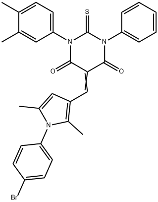 5-{[1-(4-bromophenyl)-2,5-dimethyl-1H-pyrrol-3-yl]methylene}-1-(3,4-dimethylphenyl)-3-phenyl-2-thioxodihydro-4,6(1H,5H)-pyrimidinedione 구조식 이미지