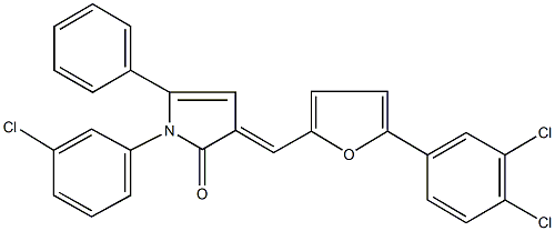 1-(3-chlorophenyl)-3-{[5-(3,4-dichlorophenyl)-2-furyl]methylene}-5-phenyl-1,3-dihydro-2H-pyrrol-2-one Structure