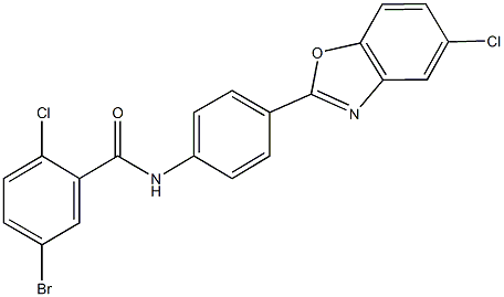 5-bromo-2-chloro-N-[4-(5-chloro-1,3-benzoxazol-2-yl)phenyl]benzamide Structure