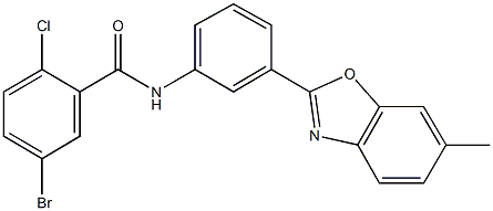 5-bromo-2-chloro-N-[3-(6-methyl-1,3-benzoxazol-2-yl)phenyl]benzamide Structure