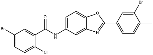 5-bromo-N-[2-(3-bromo-4-methylphenyl)-1,3-benzoxazol-5-yl]-2-chlorobenzamide 구조식 이미지