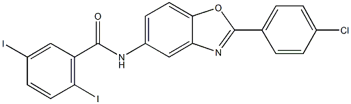 N-[2-(4-chlorophenyl)-1,3-benzoxazol-5-yl]-2,5-diiodobenzamide 구조식 이미지