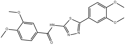 N-[5-(3,4-dimethoxyphenyl)-1,3,4-thiadiazol-2-yl]-3,4-dimethoxybenzamide 구조식 이미지