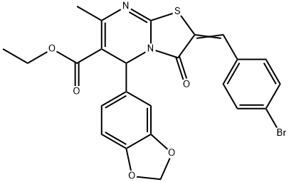 ethyl 5-(1,3-benzodioxol-5-yl)-2-(4-bromobenzylidene)-7-methyl-3-oxo-2,3-dihydro-5H-[1,3]thiazolo[3,2-a]pyrimidine-6-carboxylate Structure