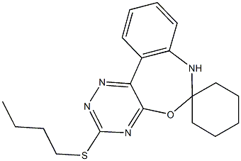 3'-(butylsulfanyl)-6',7'-dihydrospiro(cyclohexane-1,6'-[1,2,4]triazino[5,6-d][3,1]benzoxazepine) Structure