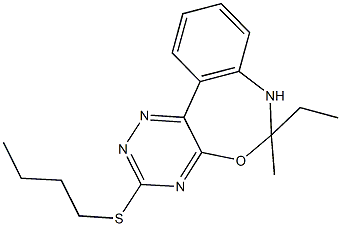 3-(butylsulfanyl)-6-ethyl-6-methyl-6,7-dihydro[1,2,4]triazino[5,6-d][3,1]benzoxazepine Structure