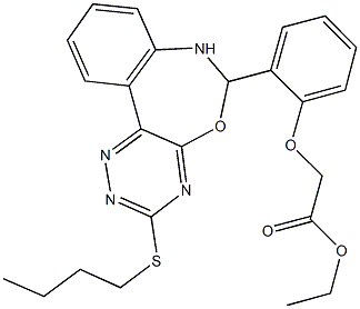 ethyl {2-[3-(butylsulfanyl)-6,7-dihydro[1,2,4]triazino[5,6-d][3,1]benzoxazepin-6-yl]phenoxy}acetate 구조식 이미지