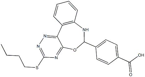 4-[3-(butylsulfanyl)-6,7-dihydro[1,2,4]triazino[5,6-d][3,1]benzoxazepin-6-yl]benzoic acid 구조식 이미지