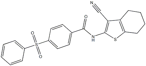 N-(3-cyano-4,5,6,7-tetrahydro-1-benzothien-2-yl)-4-(phenylsulfonyl)benzamide 구조식 이미지