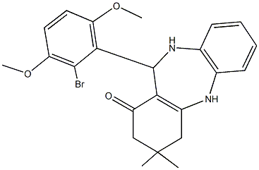 11-(2-bromo-3,6-dimethoxyphenyl)-3,3-dimethyl-2,3,4,5,10,11-hexahydro-1H-dibenzo[b,e][1,4]diazepin-1-one 구조식 이미지