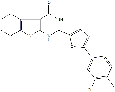 2-[5-(3-chloro-4-methylphenyl)-2-furyl]-2,3,5,6,7,8-hexahydro[1]benzothieno[2,3-d]pyrimidin-4(1H)-one 구조식 이미지