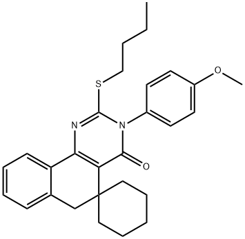 2-(butylsulfanyl)-3-(4-methoxyphenyl)-5,6-dihydrospiro(benzo[h]quinazoline-5,1'-cyclohexane)-4(3H)-one Structure