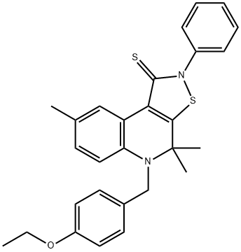 5-(4-ethoxybenzyl)-4,4,8-trimethyl-2-phenyl-4,5-dihydroisothiazolo[5,4-c]quinoline-1(2H)-thione Structure