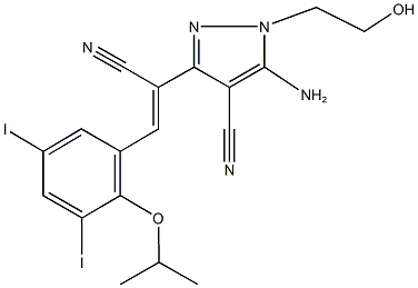 5-amino-3-[1-cyano-2-(3,5-diiodo-2-isopropoxyphenyl)vinyl]-1-(2-hydroxyethyl)-1H-pyrazole-4-carbonitrile Structure