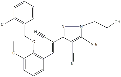 5-amino-3-(2-{2-[(2-chlorobenzyl)oxy]-3-methoxyphenyl}-1-cyanovinyl)-1-(2-hydroxyethyl)-1H-pyrazole-4-carbonitrile Structure