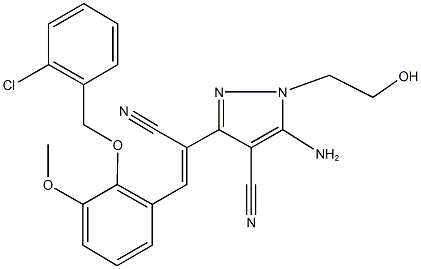 5-amino-3-(2-{2-[(2-chlorobenzyl)oxy]-3-methoxyphenyl}-1-cyanovinyl)-1-(2-hydroxyethyl)-1H-pyrazole-4-carbonitrile 구조식 이미지