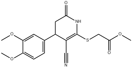 methyl 2-{[3-cyano-4-(3,4-dimethoxyphenyl)-6-oxo-1,4,5,6-tetrahydro-2-pyridinyl]sulfanyl}acetate Structure
