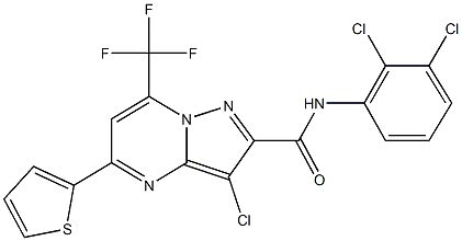 3-chloro-N-(2,3-dichlorophenyl)-5-(2-thienyl)-7-(trifluoromethyl)pyrazolo[1,5-a]pyrimidine-2-carboxamide 구조식 이미지