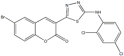 6-bromo-3-{5-[(2,4-dichlorophenyl)amino]-1,3,4-thiadiazol-2-yl}-2H-chromen-2-one 구조식 이미지