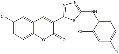 6-chloro-3-[5-(2,4-dichloroanilino)-1,3,4-thiadiazol-2-yl]-2H-chromen-2-one Structure