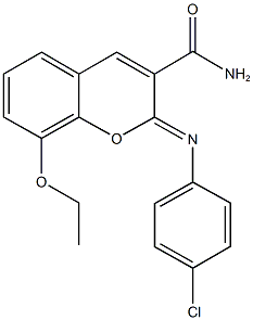 2-[(4-chlorophenyl)imino]-8-ethoxy-2H-chromene-3-carboxamide Structure