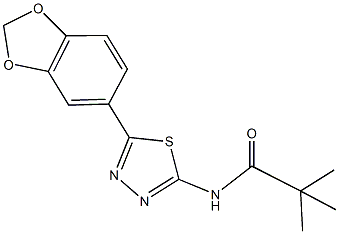 N-[5-(1,3-benzodioxol-5-yl)-1,3,4-thiadiazol-2-yl]-2,2-dimethylpropanamide 구조식 이미지