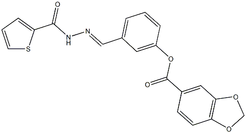 3-[2-(2-thienylcarbonyl)carbohydrazonoyl]phenyl 1,3-benzodioxole-5-carboxylate Structure