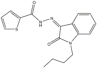 N'-(1-butyl-2-oxo-1,2-dihydro-3H-indol-3-ylidene)-2-thiophenecarbohydrazide 구조식 이미지