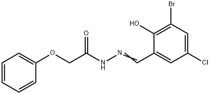 N'-(3-bromo-5-chloro-2-hydroxybenzylidene)-2-phenoxyacetohydrazide 구조식 이미지