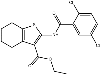 ethyl 2-[(2,5-dichlorobenzoyl)amino]-4,5,6,7-tetrahydro-1-benzothiophene-3-carboxylate 구조식 이미지