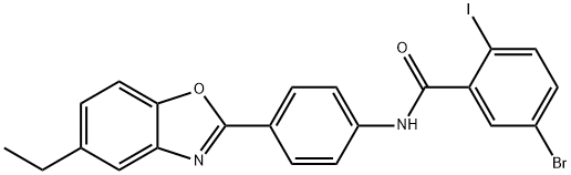 5-bromo-N-[4-(5-ethyl-1,3-benzoxazol-2-yl)phenyl]-2-iodobenzamide Structure